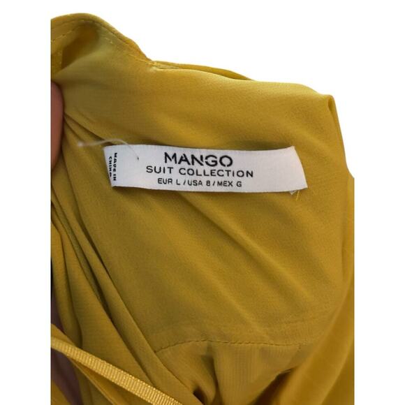 Mango Women's Yellow Strappy Tie Neck Maxi Dress Size 8 - Picture 3 of 6